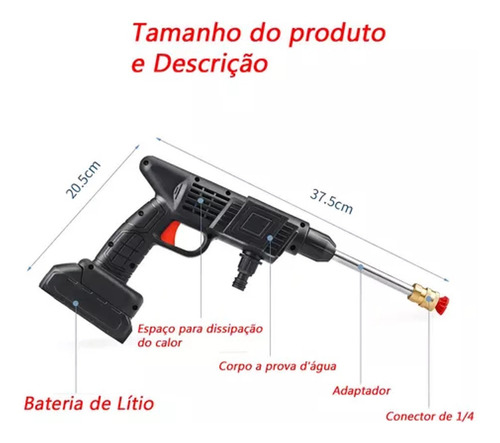Lavadora Portátil Sem Fio Jato Alta Pressão Carro Jardim