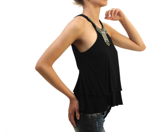 Blusa Studio F Tipo Razo, Aplicaciones En Pedreria Xs Escote
