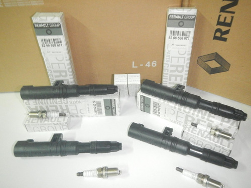 Kit X4 Bobinas Y 4 Bujias Original Megane 1.6 16v K4m