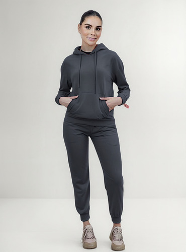 Conjunto De Pants Dama Cómodo Deportivo Amplio Stretch Suave Gris Lisa M