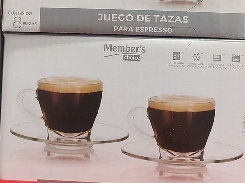 Juego De Tazas Con Plato Para Expresso Café 8 Pz Vidrio Té 