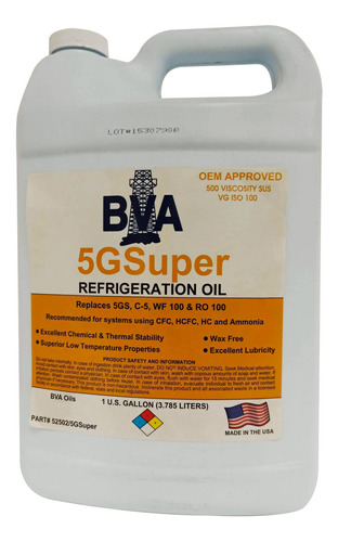 Bva Aceite Refrigerante Mineral 100 5gsuper Galon Bva5g
