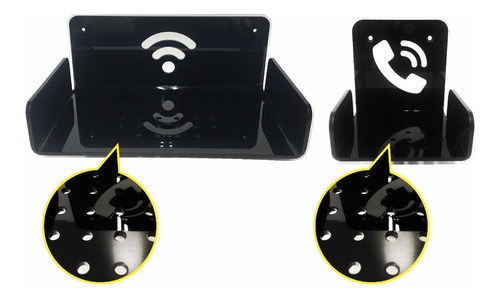 Kit Suporte Acrílico Telefone + Blu-ray Roteador Modem