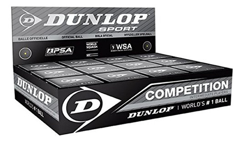 Dunlop Competencia Single Dot Pelota Squash Box 12-balls