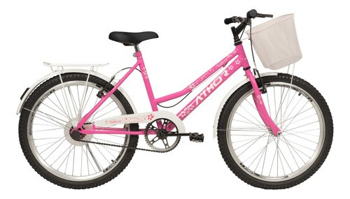 Bicicleta Aro 24 Athor Nature Feminina Infantil C/ Cesto Cor Rosa Tamanho do quadro Único