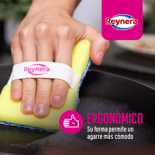 Kit Esponja Limpiadora White Magic Y Fibra Lavatalla Reynera