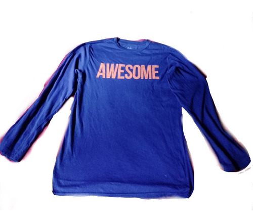 Camiseta Manga Larga Awesome, Color Azul, Talla L