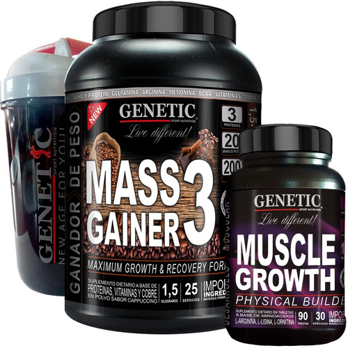 Crecimiento Muscular Gainer 1,5kg Muscle Growth Vaso Genetic