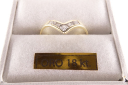 Anillo Oro 18 K. En V Cubics Moderno Mujer Clásico Garantía