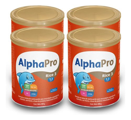 Formula En Polvo Alphapro Rice 3 De 400 G - 1 A 3 Años