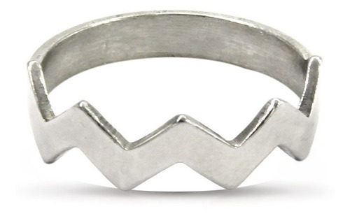 Anillo Acero Inoxidable Plateado Lineas Zigzag Lisa Eg