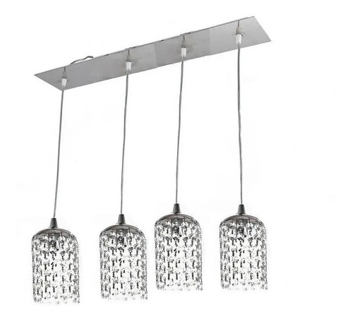 Aplique Colgante Lyon 4 Luces Acero Inoxidable - Cristal Estructura Cromo