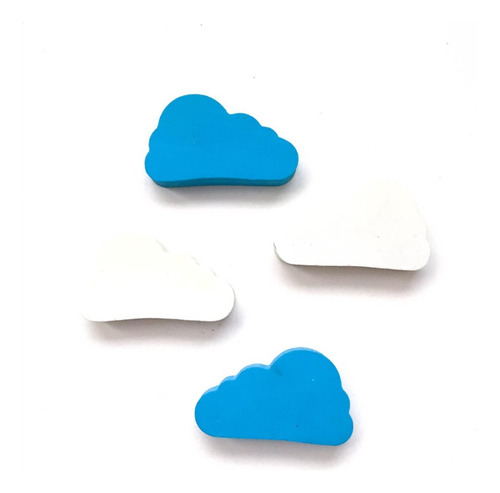 4 Borradores Nube Azul Blanco Sin Caja Producto D Exhibición