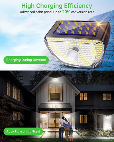 200 Luces Led Solares Ip65 Con Sensor Y 3 Modos De Iluminaci