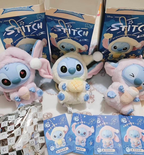 6 Llavero Stitch Peluche Sorpresa Eat Something Before Sleep Azul