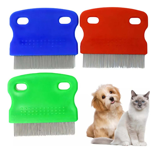 Peine Antipulgas Garrapatas Mascotas Perro Gato Inoxidable Color Azul