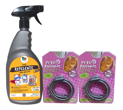 Kit Para Gatos Super Repelente + X2 Collar Antipulgas