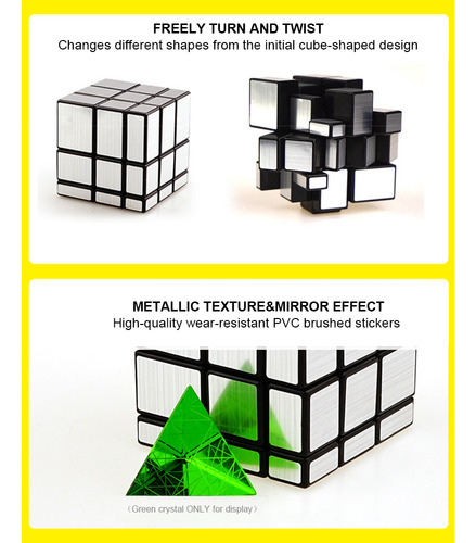 Js Puzle En Forma De Cubo Con Espejo De 3 X 3, Giro Suave,
