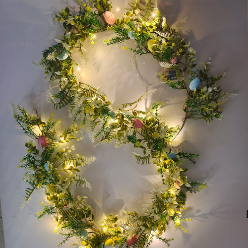 Corona De Pascua Con Huevos Para Puerta De Entrada, Flores P