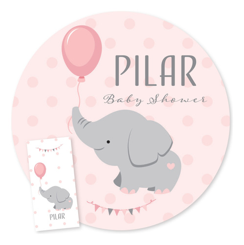 Kit Imprimible Elefante Bebe Gris Rosa Candy Bar Tukit