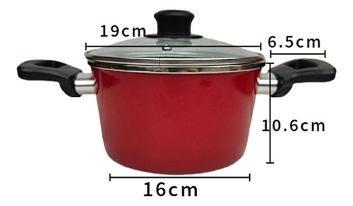 Panela Esmaltada, Panela Com Tampa De Vidro, 19cm Vermelho