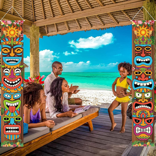 G Decoración Hawaiana Party Tiki Banners Con Tótems