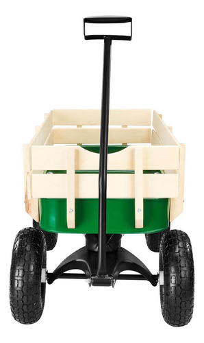 Carreta Vagon Color Rojo P/ Niños C/ Llantas Todo Terreno Color Verde