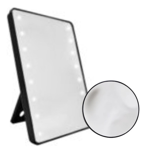 Espejo Para Maquillaje Luz Led + Espejo 10x Ventosa Q2151 Marco Negro