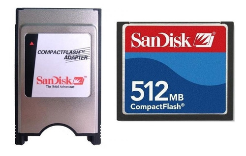 Kit Adaptador Pcmcia + Compact Flash 512mb Cf Sandisk