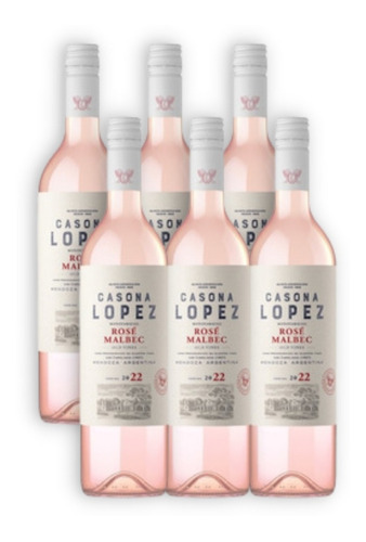 Casona López Vino Rosé Malbec X6u 750ml Bodega López Mendoza