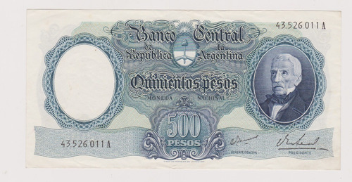 Billete Argentina 500 $ Bottero 2122 Año 1967 Excelente +