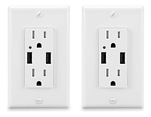 Leod - Toma De Pared Usb Con 4 Placas De Pared Gratis: Leod 