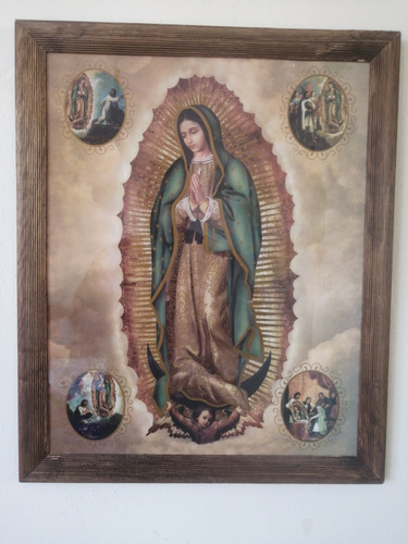Virgen De Guadalupe Con Apariciones Acabado En Resina 46x56