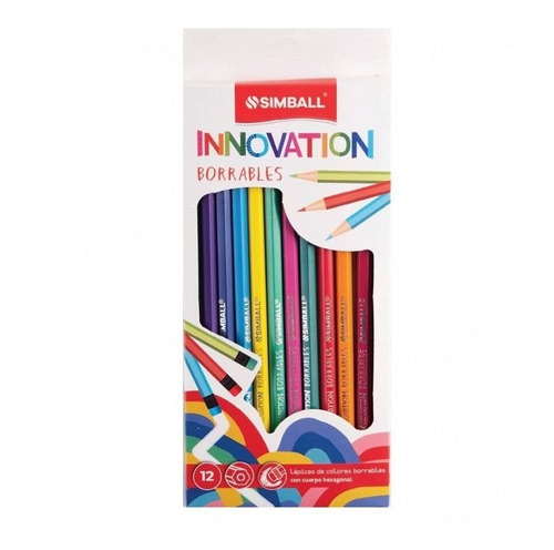 Pinturitas De Colores Simball Innovation Borrable X12 Largos