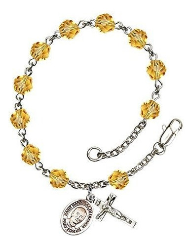 Pulsera De Dije - St. Hannibal Silver Plate Rosary Bracelet