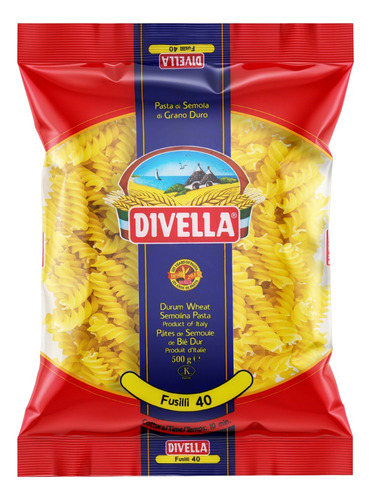 Macarrão de Sêmola Grano Duro Fusilli 40 Divella Pacote 500g