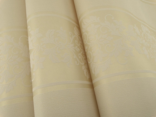 Papel Parede Creme C/ Desenhos Brancos - 370304 - 10m X 53cm