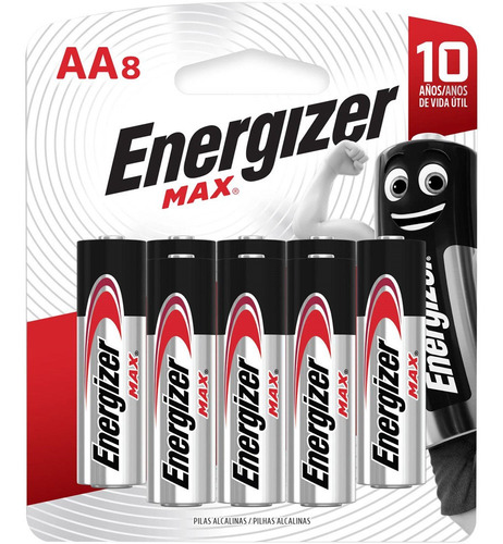 Imagen 1 de 3 de Pack De Pilas Energizer Max E91bp8 Aa X8 Unidades