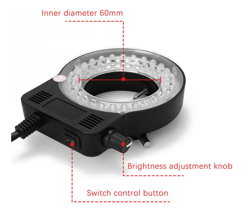 Microscopio Led De Brillo Ajustable Con Luz Redonda