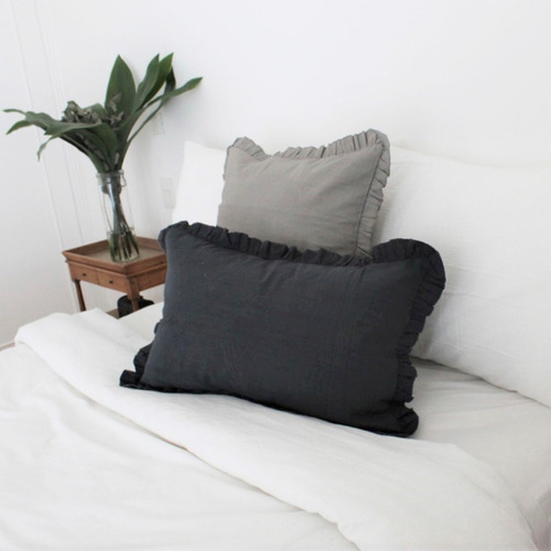 Funda De Almohada Con Volados 90x50 Cm Kingsize Color Grafito