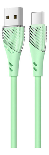 Cable Carga Usb A Tipo C Silicona Liquida Usams Sj494 3a 1m Color Verde claro