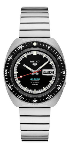 Seiko Srpk17 - Reloj Deportivo Automático Para Hombre, Edición Limitada, Esfera Negra Con Calendario De Fecha, Bisel Giratorio, Resistente Al Agua, 100 M, Plateado