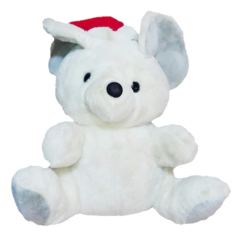 Peluche Raton Blanco Gorro Navidad 44cm