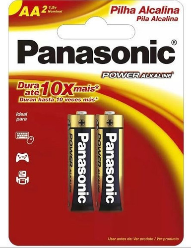 Pilha Alcalina Aa Panasonic Bateria 2a Pequena 2 Unidades
