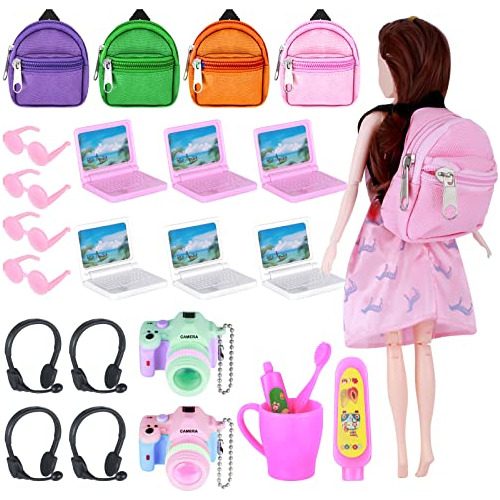 24 Piezas Doll Travel Accesorios Incluye Mini Pink White Com