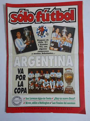 Solo Futbol 524 Previa Copa America 1995. Poster San Lorenzo