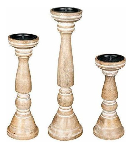 Candelabros De Madera Para Velas De Pilar, Columnas Torneada