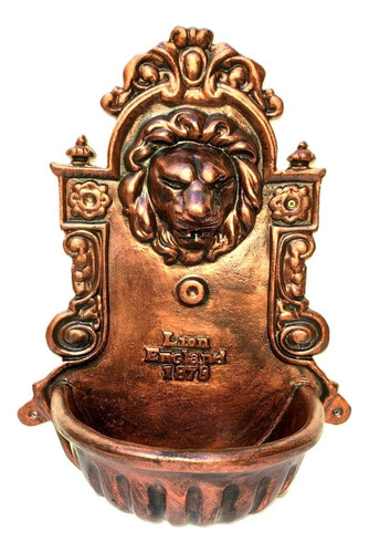 Aguamanil Fuente De Agua - Cabeza León, Grande, Fundición... Patina Cobre