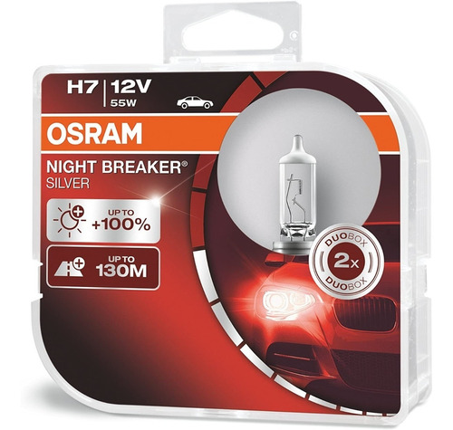 Imagem 1 de 7 de Par Lâmpada H7 Osram Night Breaker Silver Original 100% +luz