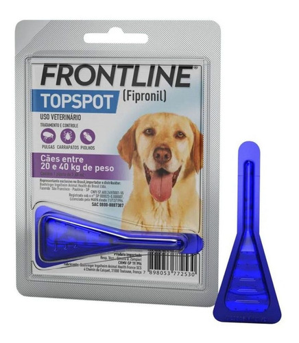 Antipulga/carrapato P/cães 20-40kg Frontline Topspot Merial